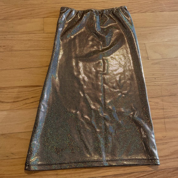 American Apparel Gold Shimmer Pencil Skirt - Picture 1 of 9